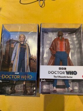 Doctor Who 13th & 15th Doctor Dolls - Blue, Brown, Red. Set of two